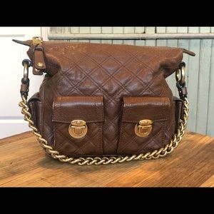 Marc Jacobs brown quilted bag w/ gold chain strap